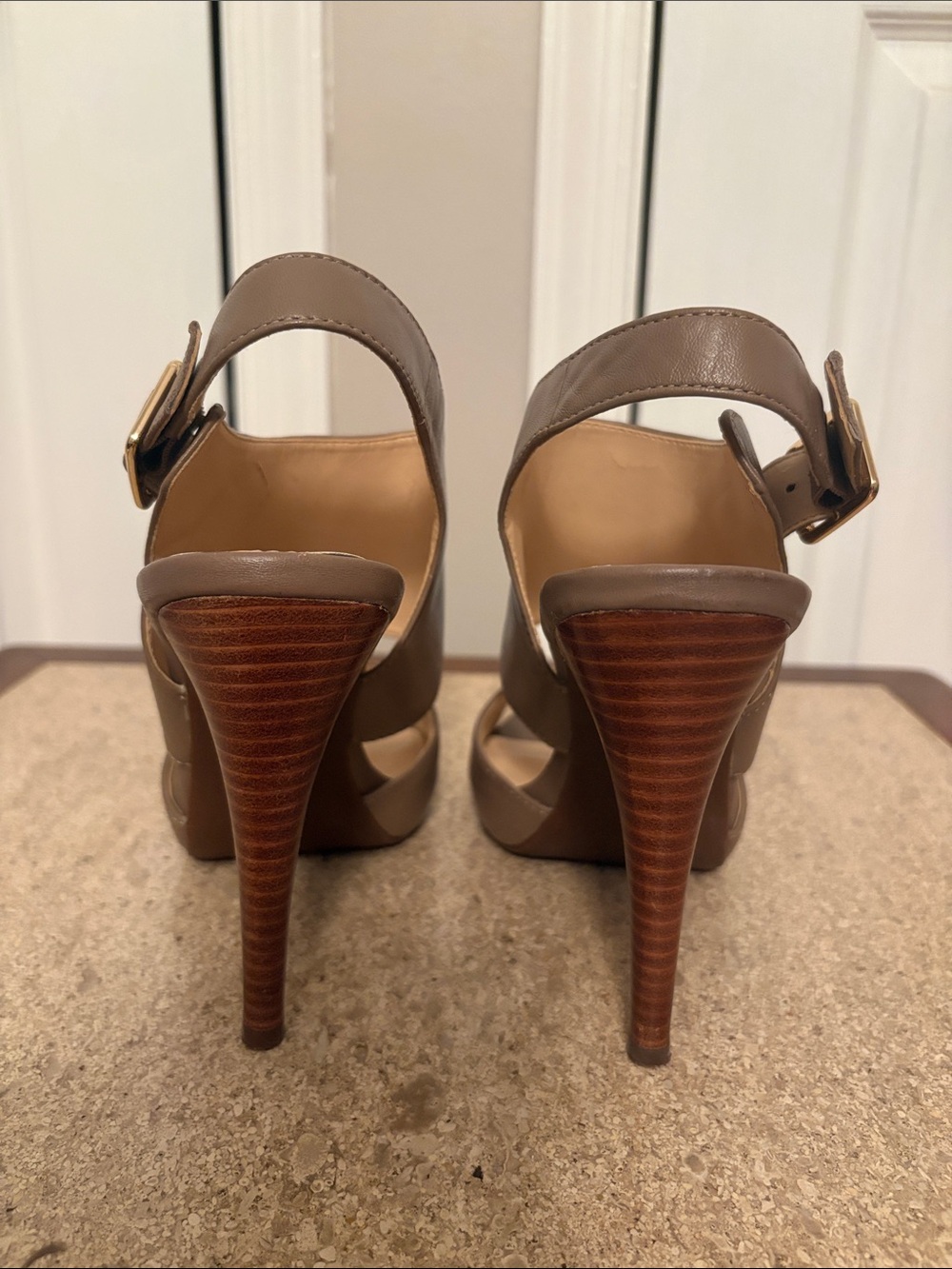 Jessica Simpson Taupe Leather Slingback Heels - Picture 4 of 4
